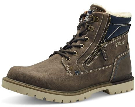 s.Oliver Herren Stiefel zum Schnüren mit Reißverschluss Gefüttert, Braun (Mud), 43 EU