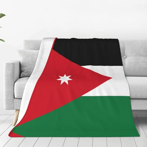 TRUKD Überwurfdecke – weiche, leichte Decke für alle Jahreszeiten, Jordanische Flagge, Überwurf für Couch, Bett, Sofa, 127 x 152 cm