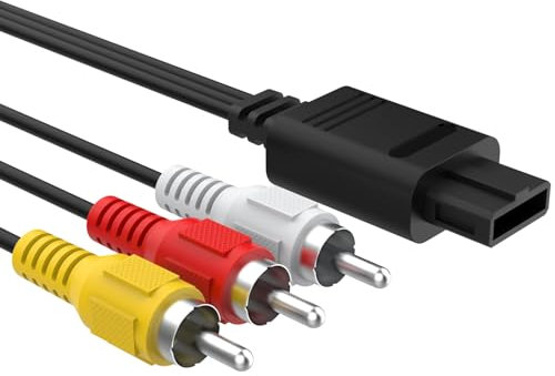 Auhsuxo N64 AV Cable, Gamecube AV Composite RCA Cable Audio Video Cord Compatible with N64, Gamecube GC,Super SNES TV Game, 1.8M/6FT