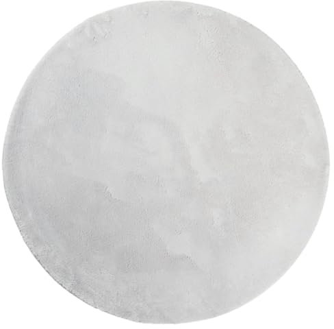 vidaXL Teppich, Wohnzimmerteppich Kurzflor Weich Waschbar, Moderner Teppich Rund für Wohnzimmer Schlafzimmer, Flauschig Einfarbig rutschfest, Grau Ø 200cm