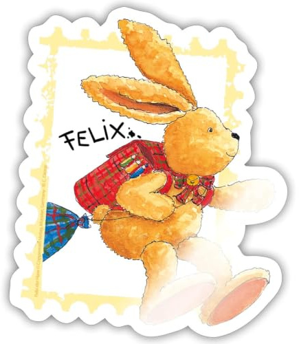 Spreadshirt Felix Der Hase Springt Mit Schulranzen Sticker Aufkleber
