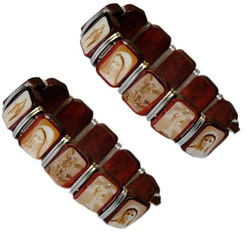 Kaltner Präsente Geschenkidee – Heiligenarmband Armband aus Holz mit Heilige Jesus Christus Maria Engel Madonna Gott