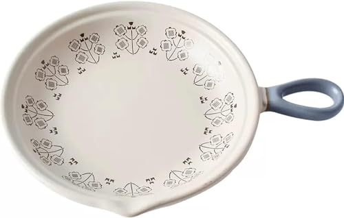 Bandeja de horno de cerámica, bandeja de porcelana para hornear, sartén redonda para lasaña, cacerola para cocinar, pasteles, cenas, cocina, banquete y uso diario, utensilios de cerámica de doble asa