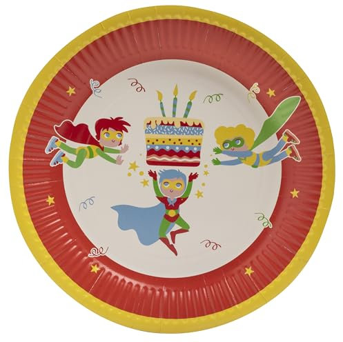 Pro Nappe - Réf 79160i - 10 Assiettes en carton rondes - 23 cm - Super-héros