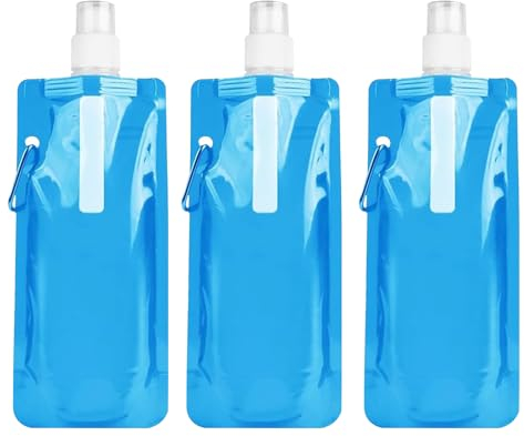 CZNBZIU 3 Bouteilles D'Eau Pliables - Sac À Eau Portable Pliable - Bouteille D'Eau Réutilisable Avec Bouchon À Vis - Pour La Randonnée, L'Aventure, Les Voyages, Unisexe - Adulte