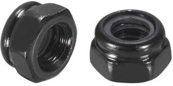 sourcing map 10Pcs M5 x 0.8 Nylon Insert Hex Lock Nuts, 304 Stainless Steel Self-Locking Nylon Insert Stop Nut for Industrial Construction Fasteners, Black&White