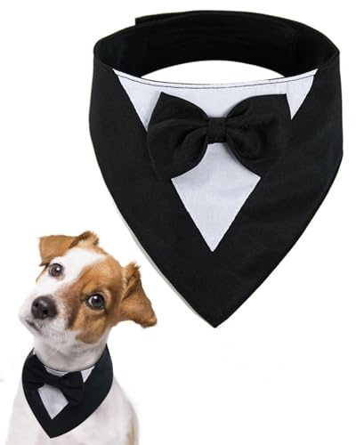 QLEUIFT 1 PCS Hundehalstuch,Halstuch Hund,Hundehalstuch Weihnachten,Hunde Halstücher,Hundefliege,Fliege für Hunde,Hunde Smoking Bandana,Schwarz, S