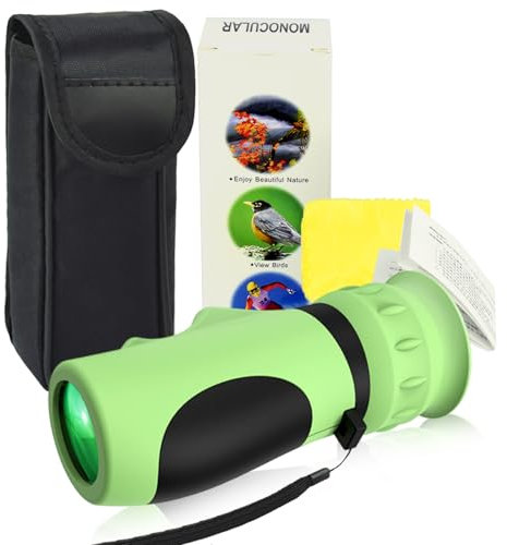 Raisand Fernrohr Kinder, Monokular Fernglas Mit 8–12-Facher Vergrößerung, Tragbares Monokulares Binoculars Mit Klarer Sicht, Fernrohr Kinder Geeignet für Kinder Im Alter Von 3 Bis 12 Jahren (Grün)