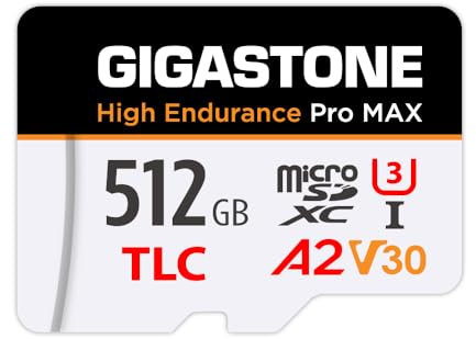 GIGASTONE 512GB Micro-SD-Karte, hohe Ausdauer Pro MAX Serie Geschwindigkeit bis zu 160 MB/s, kompatibel mit Redtiger Rove VIOFO VANTRUE PRUVEEO Dash Cam, MicroSDXC UHS-I A2 V30 U3.