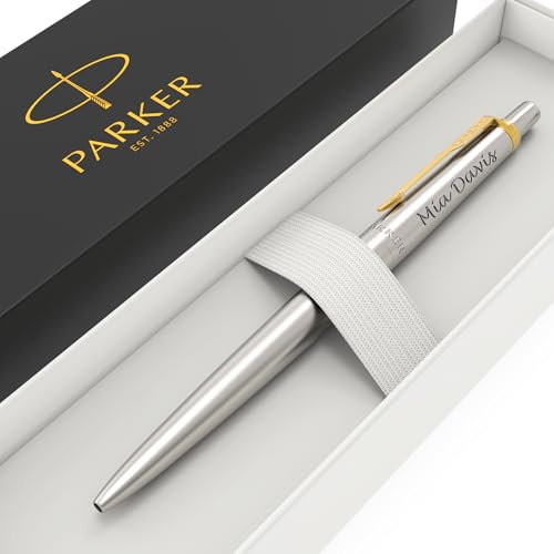 Personalised Engraved Parker Jotter Ballpoint Pen Stainless Steel in Elegant Gift Box, Perfect for Personalised Gifts Birthdays, Anniversaries, Weddings