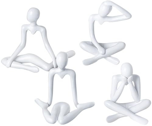 JSTHHTT 4 Stücke Denker Statue, Figur Deko für Regal, Statuen Deko Modern, Regal Deko, Deko Figuren, Abstrakte Kunstfigur, für Heimdekoration Wohnzimmer Büro Bücherregal Regal Tisch