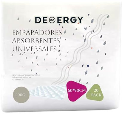 DEMERGY® Empapadores Ultra Gruesos 60x40 cm para Perros, Mascotas y Personas - 20 Unidades, 100g Grosor, Súper Absorbentes, Impermeables, Máxima Resistencia - Incontinencia Entrenamiento de Cachorros