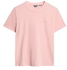 Superdry Damen Essential T-Shirt mit Logostickerei Blass Rosé Pink 38