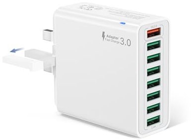 USB Plug UK, 33W 8-Port Multi USB Charger Fast Charge Plug Fast Charging Plug,Multiple Power Adapter Multiport Mains Wall Plug for iPhone 16 15 14 13 12 11 Pro Max SE XS XR Plus, iPad, Samsung Galaxy
