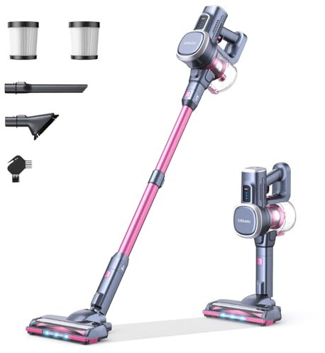 Lubluelu Aspirateur sans Fil, aspirateur Balai sans Fil 50 Minutes Balai électrique sans Fil Autonome léger Batterie Amovible 3 Modes Aspirateur sans Sac pour sols/Tapis/Poils d'animaux.