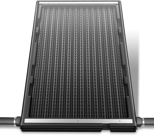 NAIZY Panel solar para calefacción de piscina, 111 x 66 x 6 cm, sistema de agua caliente con barra de apoyo y conexión de 5 cm de diámetro, calefacción solar para piscinas al aire libre