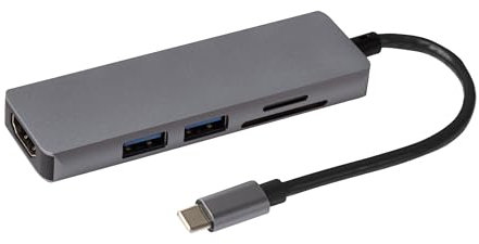 Maplin USB-C Multiport Hub Adapter 5-in-1 with 2x USB-A 3.0, 4K HDMI, SD & Micro SD Card Reader for MacBook Air, MacBook Pro, Dell XPS, Lenovo ThinkPad and More