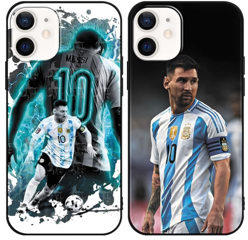 TBNMBGY 2 Stück Handyhülle für iPhone 12/12 Pro Hülle 6.1, Weich TPU Silikon Schutzhülle mit Cool Sport Fußball Legend Player 10 Mode Muster, Stoßfest Bumper Case für Jungen Mädchen, Design
