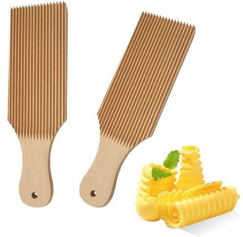 2 Pezzi Rigagnocchi In Legno per Garganelli, Tagliere Gnocchi Legno Macchina per Gnocchi, Utensile per Realizzare Garganelli e Gnocchi, Tirapasta Tagliere Pasta Board