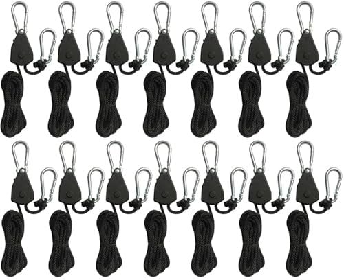 Seile Flaschenzug Ratschen Feststellbügel 2 Meter Hebe Flaschenzug Haken 1/8 Lift Flaschenzug Lampe Flaschenzug Himmel Vorhang Zelt für Sonnensegel(14 Piece)
