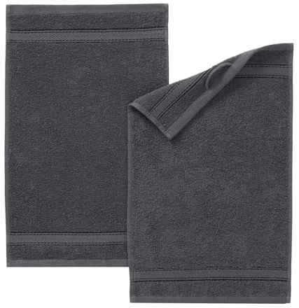 G BETTWARENSHOP Frottierserie Essential – Hochwertige Handtücher aus 100% Baumwolle – Saugstark, Weich & Pflegeleicht Gästetuch 2er Pack 30x50 cm, anthrazit