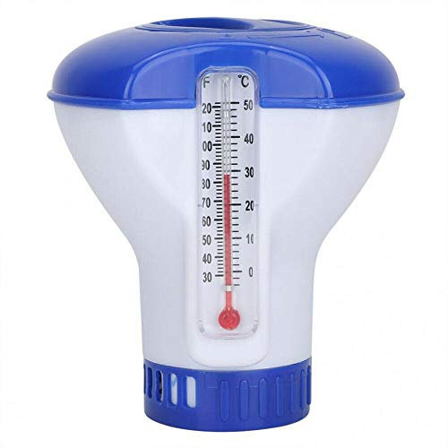 Hagmoo Floating Chlorine Tablets Dispenser with Thermometer, 5 Inch Pool Chlorine Tablets Hot Tub Chemicals Floating Dispenser Tablet Holder for Hot Tubs Swimming Pool Spa Bathtubs