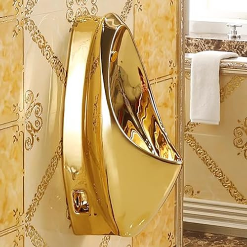 WDSOPK Luxuriöses Goldenes Urinal, Moderne Goldene Kommerzielle Urinale Für Männer, Kleines Luxuriöses Retro-Urinal Für Öffentliche Herrentoiletten, Hocheffizientes Spül-Urinal-(Manual Flush)