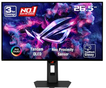 ASUS ROG Strix OLED 27 1440P Gaming Monitor (XG27AQWMG) ― QHD, TrueBlack Glossy Tandem OLED, 280Hz, 0.03ms, Neo, Sensore di prossimità, DisplayHDR True Black 500, 99% DCI-P3, DisplayWidget, garanzia