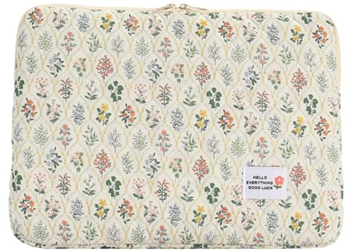 Housse pour Ordinateur Portable De 14 Pouces, Pochette Ordinateur Portable À Fleurs Mignonnes Laptop Sleeve Multifonctionnel Sac De Transport PC pour Travail Et Voyages, 35x26x3cm