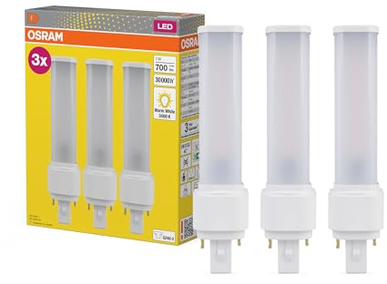 Osram DULUX D18 LED Kompaktlampe, 7W, 700lm, 3000K Warmweiß, Sockel G24D-2, 230V AC/CCG, CRI 80, 35mm Durchmesser, [Unit Count]