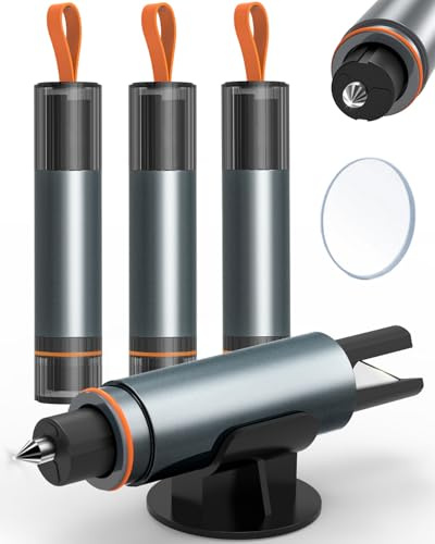 HOAMZ 2 in 1 Gurtschneider Notfallhammer, Notfallhammer Auto mit Gurtschneider,Nothammer mit Testglas zum Üben, Notfallhammer Auto mit Gurtschneider für Auto und Busse, Emergency Cartool (4 Stück)