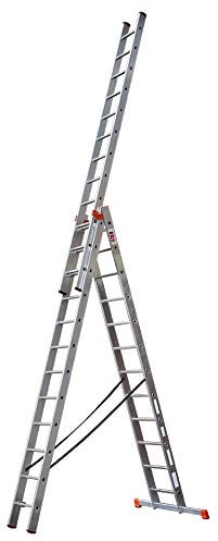 STRUKTURO Mehrzweckleiter 3in1 | Anlegeleiter ✓ Bockleiter ✓ Stehleiter mit Aufsteckteil ✓ Max. Arbeitshöhe 9,25 m | 3x12 Sprossen | bis 150 kg belastbar | Normkonform