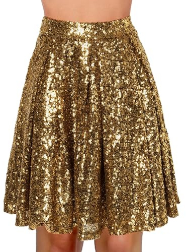 Pailletten Glitzer Rock Damen Sexy Mini Pailettenrock Elastische Taille Kurz Glitzerrock Silvester Outfit Minirock Für Weihnachten Fasching Karneval Party