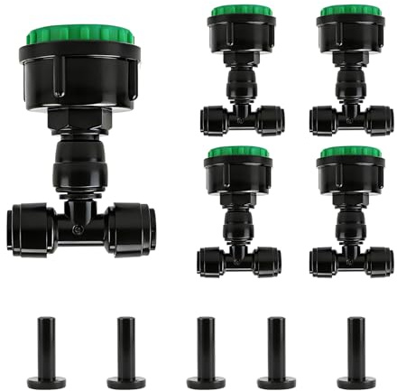 Kalolary 5 Stück 1/2 & 3/4 Wasserhahn Adapter mit 2-Wege, Schnellverbinder Hahnanschluss auf 1/4 Schlauch für Tropfbewässerung, Garten Bewässerungssystem, Landwirtschaft & Rasen