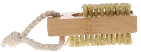WOONEKY Spazzola per Unghie a Doppia Faccia in Legno di Bamboo e Fibra di Agave Manico Ergonomico, Spazzola Portatile la Pulizia di Unghie Mani e Piedi, Detergente Versatile per Cura