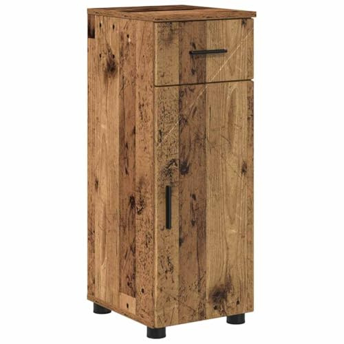 zylophax Mueble de baño con cajones de madera antigua, 30 x 35 x 80 cm, material de madera, metal, moderno, con mucho espacio para armario de lavabo y lavabo en el baño