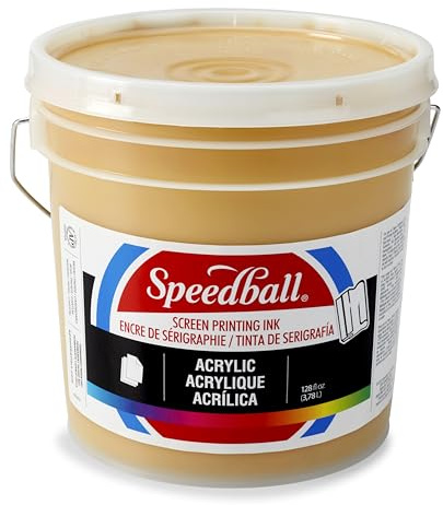 Speedball 004668 Acrylic Screen Printing Ink, 128 FL OZ, Gold