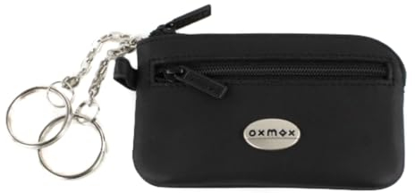 oxmox Schlüsseletui Leder Leather Keyholder Pure Metal Round Black