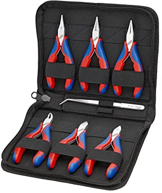 KNIPEX 7-teiliges Werkzeugset in Reißverschlusstasche, Rot