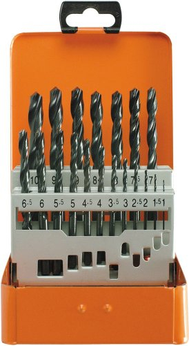 Projahn Spiralbohrer Kassette ECO (19-teilig, leistungsstarke Standardbohrer, hohe Rundlaufgenauigkeit, Bruchsicherheit, je 1 Ø 1 – 10 mm um 0,5 steigend) 60001