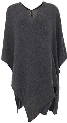 Cashmere Dreams Poncho-Schal mit Kaschmir - Hochwertiges Cape für Damen - XXL Umhängetuch und Tunika mit Ärmel - Strick-Pullover - Sweatshirt - Stola für Sommer und Winter Zwillingsherz - ant