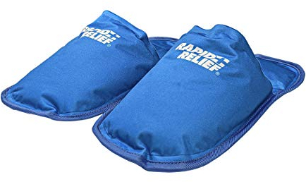 Rapid Relief RA11550 Premium Reusable Hot And Cold Gel Slippers 5x12 Hot Therapy/Cold Therapy/Swollen Feet, Blue