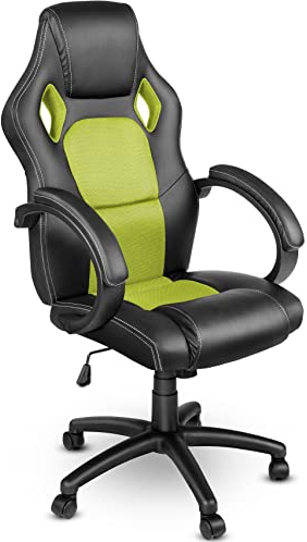 TRESKO Racing Chefsessel Bürostuhl Drehstuhl 14 Farbvarianten, gepolsterte Armlehnen, Wippmechanik, Lift SGS geprüft