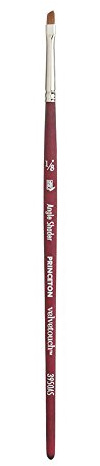 Princeton Velvetouch Artiste, Mixed-Media Brush for Acrylic, Watercolor & Oil, Series 3950 Angle Shader Luxury Synthetic, Size 1/8 inch