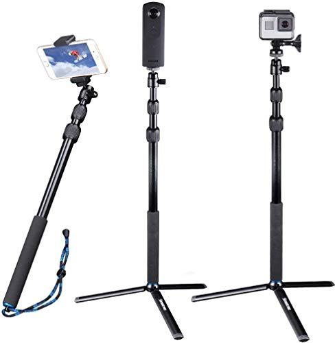 Smatree Selfie Stick mit Stativ kompatibel für Gopro Max/G-pro 10/9/8,kompatibel für Gopro 13/12/11/10/9/8/7/6/5/Session/Fusion,kompatibel für DJI OSMO Action/Kompaktkameras (1/4 Gewinde) und Handys