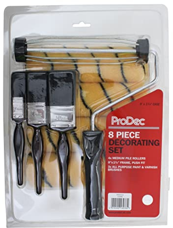 ProDec 9 inch x 1.75 8 piece Woven Paint Roller, Frame and Brush Set, 9 | for Painting with Emulsion and Masonry Paints on Interior and Exterior Walls and Ceilings