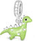GNOCE Dinosaurier Charms Anhänger 925 Sterling Silber Lila/Grün Emailliert Charms mit Kristall Passt für Armband/Halskette Bestes Geschenk für Frauen Mädchen (Grüner Dinosaurier)