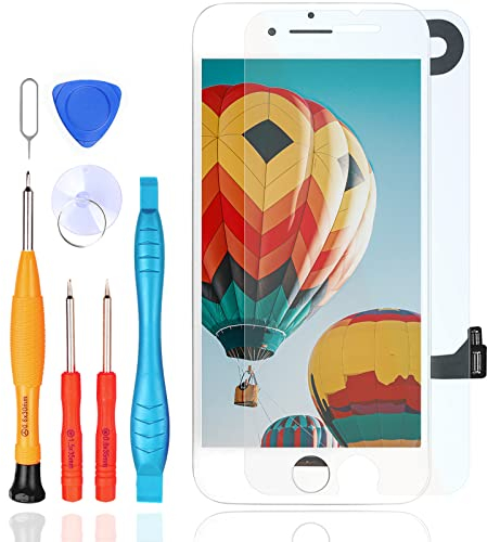 LL TRADER Blanco Pantalla Táctil para iPhone 8 LCD Touch Screen Digitizer Partes de Repuesto con Herramientas (Cámara, Sensor Flex)