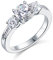 Gold Gala Trilogy Ring Damen Verlobungsringe 925 Sterling Silber Weißen Zirkonia (54 (17.2))