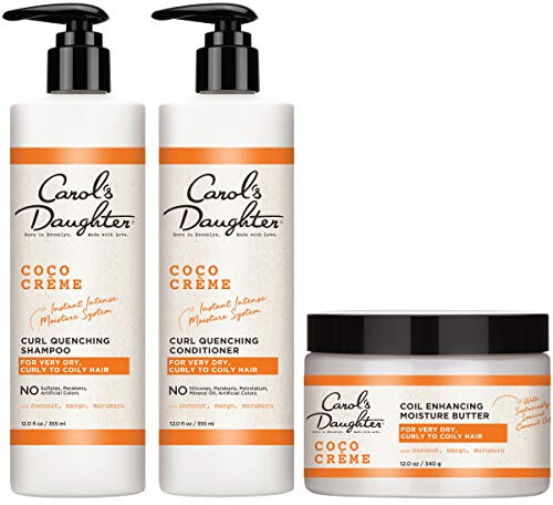 Curly Hair Products Gift Set by Carol's Daughter, Coco Creme Sulfate Free Shampoo and Conditioner Set with Silicone Free Hair Butter, for Very Dry Curly Hair, with Coconut Oil and Mango Butter